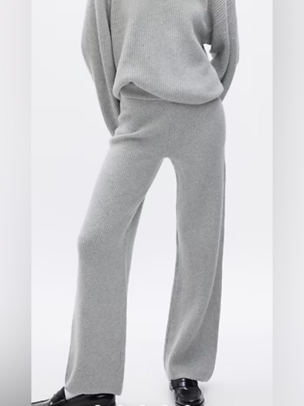 GAP “CashSoft Stitch Sweater” Heather Gray Ribbed Knit Pants Sold Out Online